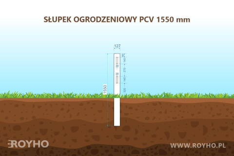 Słupek ogrodzeniowy PCV - 1550 mm