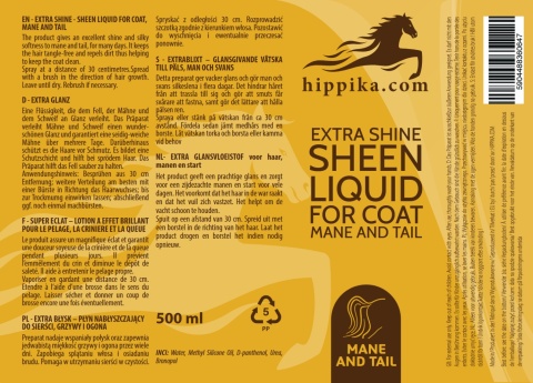 Hippika EXTRA BŁYSK – płyn nabłyszczający do sierści, grzywy i ogona 500 ml
