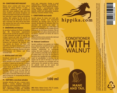 Hippika Odżywka z orzechem włoskim do ciemnej sierści konia 100 ml