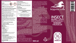 Hippika Płyn odstraszający komary i kleszcze dla koni 500 ml