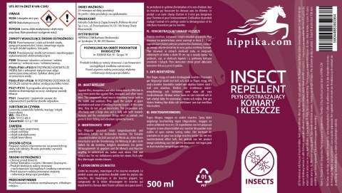 Hippika Płyn odstraszający komary i kleszcze dla koni 500 ml