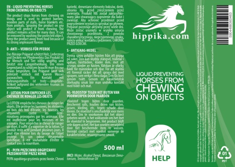 Hippika Płyn przeciwko obgryzaniu przedmiotów przez konie 500 ml