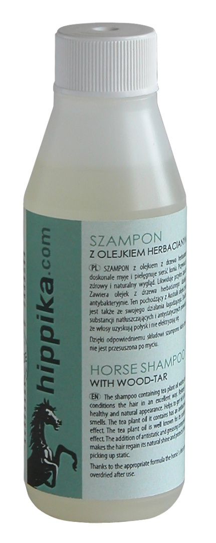 Produkt Szampon w olejkiem herbacianym dla koni - Hippika - 100ml Produkt Szampon w olejkiem herbacianym dla koni - Hippika - 100ml