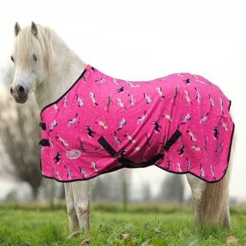 Derka dla koni York Horsi polarowa z pasami RÓŻOWA – rozm. 135cm.