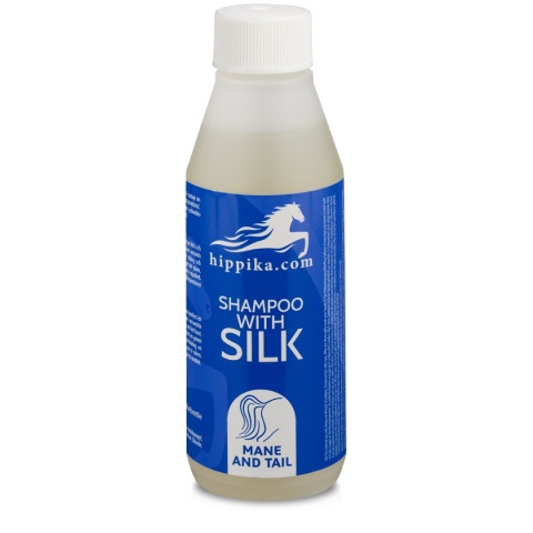 Szampon dla koni z jedwabiem 100ml HIPPIKA ułatwia rozczesywanie + połysk Szampon dla koni z jedwabiem 100ml HIPPIKA ułatwia rozczesywanie + połysk