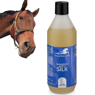 Szampon dla koni z jedwabiem 500ml HIPPIKA ułatwia rozczesywanie + połysk