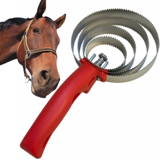 Zgrzebło 4-warstwowe dla koni, bydła, usuwa martą sierść - metalowe SOLIDNE
