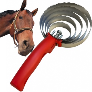 Zgrzebło 5-warstwowe dla koni, bydła, usuwa martą sierść - metalowe SOLIDNE