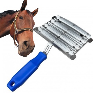 Zgrzebło metalowe 8-rzędowe dla koni, bydła, usuwa martwą sierść, grooming